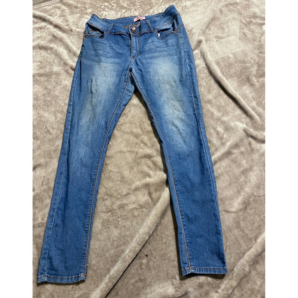 Hairy Made with Love Women Skinny Jeans Medium Wash Blue Size 15 Stretch Denim